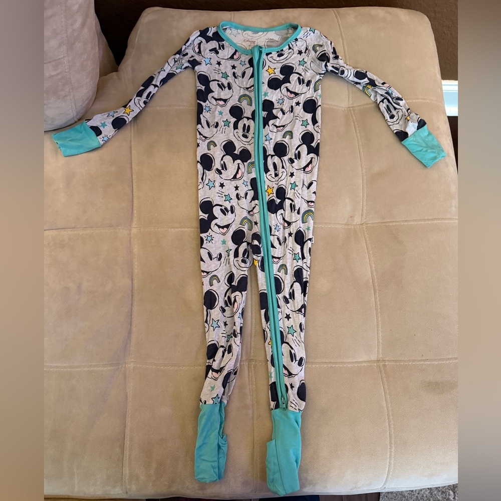 Little Sleepies Zippy Disney Mickey Mouse Bodysuit - Black and Teal